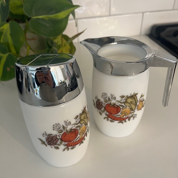 Vintage Dominion Sugar and Cream Dispenser Spice of Life Milk Glass - Picture 2 of 5